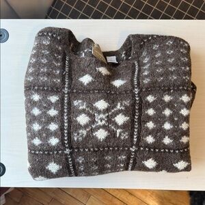 Wool Brown and Cream Crewneck Sweater